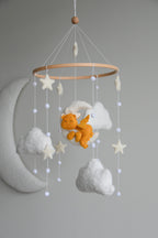 Dragon Boucle clouds and moon baby nursery mobile - Minidreams Decor