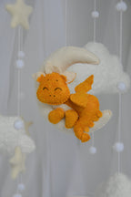 Dragon Boucle clouds and moon baby nursery mobile - Minidreams Decor