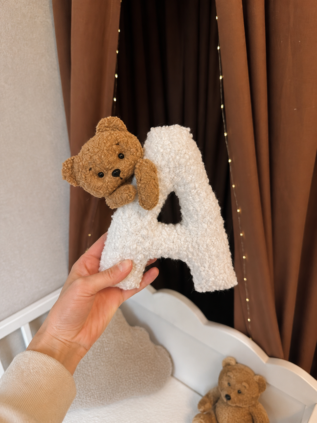 Personalized Bouclé Teddy bear Letter Pillow