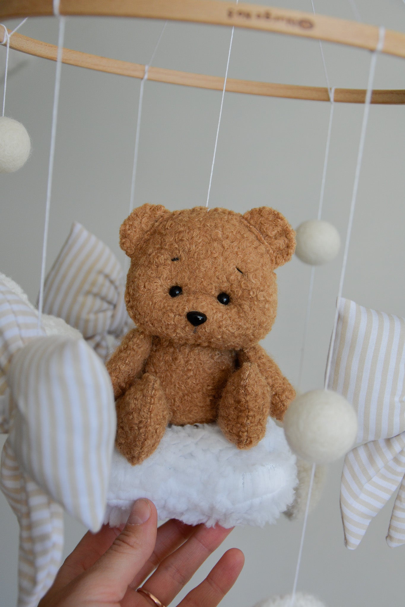 Teddy bear baby mobile, Vintage Circus Neutral nursery