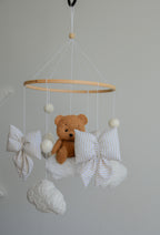 Teddy bear baby mobile, Vintage Circus Neutral nursery