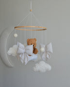 Teddy bear baby mobile, Vintage Circus Neutral nursery