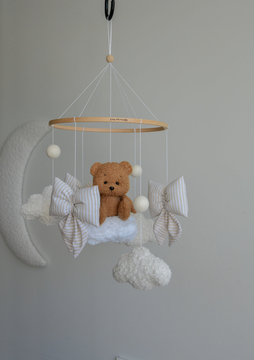 Teddy bear baby mobile, Vintage Circus Neutral nursery
