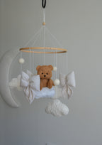 Teddy bear baby mobile, Vintage Circus Neutral nursery