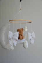 Teddy bear baby mobile, Vintage Circus Neutral nursery