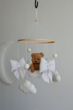 Teddy bear baby mobile, Vintage Circus Neutral nursery