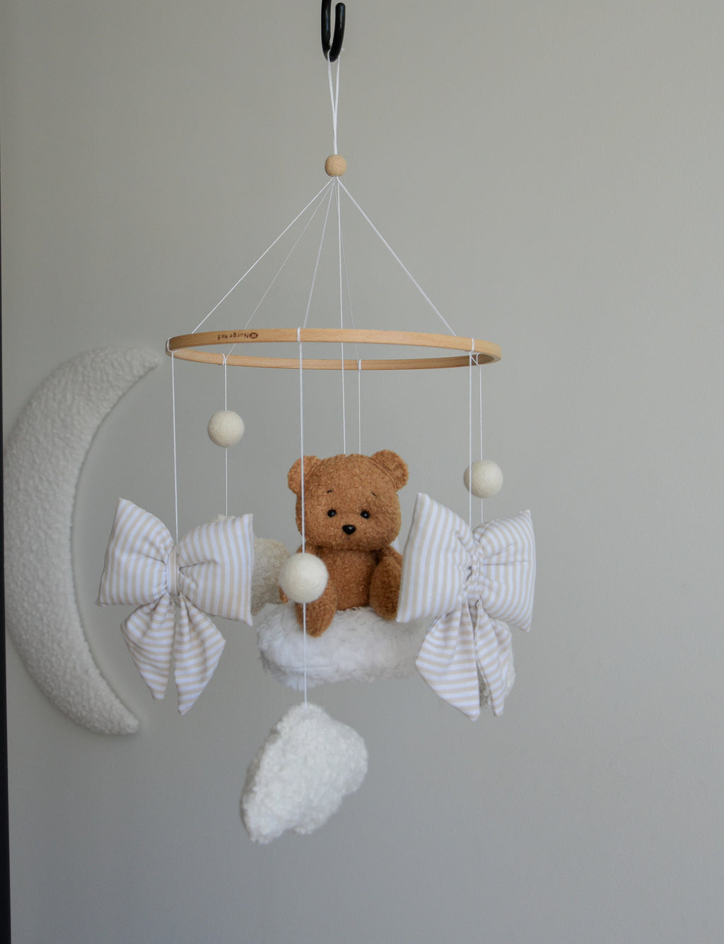 Teddy bear baby mobile, Vintage Circus Neutral nursery
