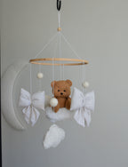 Teddy bear baby mobile, Vintage Circus Neutral nursery