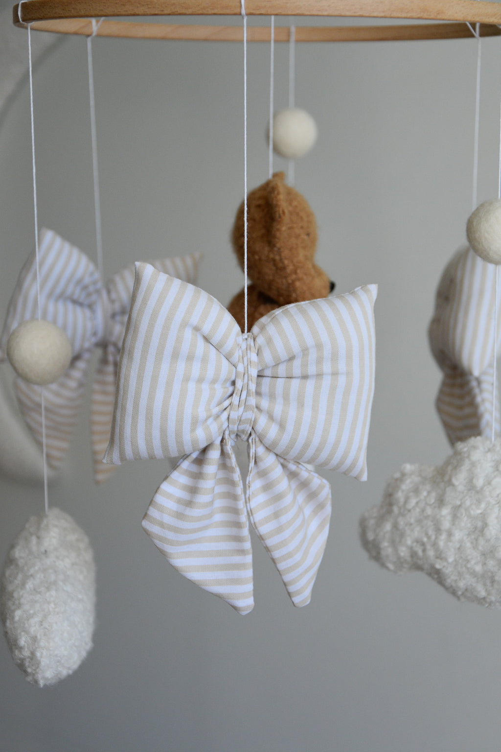 Teddy bear baby mobile, Vintage Circus Neutral nursery