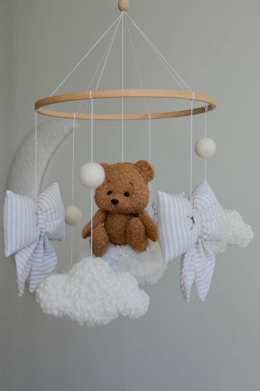 Teddy bear baby mobile, Vintage Circus Neutral nursery