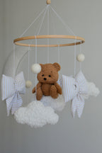 Teddy bear baby mobile, Vintage Circus Neutral nursery
