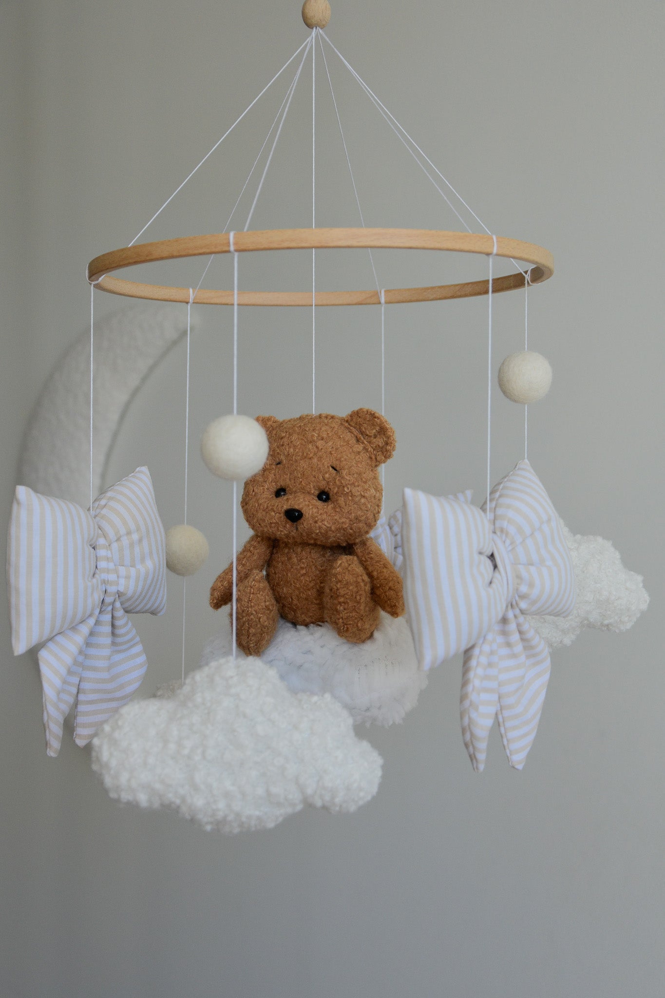 Teddy bear baby mobile, Vintage Circus Neutral nursery