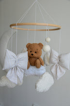 Teddy bear baby mobile, Vintage Circus Neutral nursery