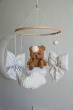 Teddy bear baby mobile, Vintage Circus Neutral nursery