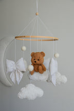 Teddy bear baby mobile, Vintage Circus Neutral nursery