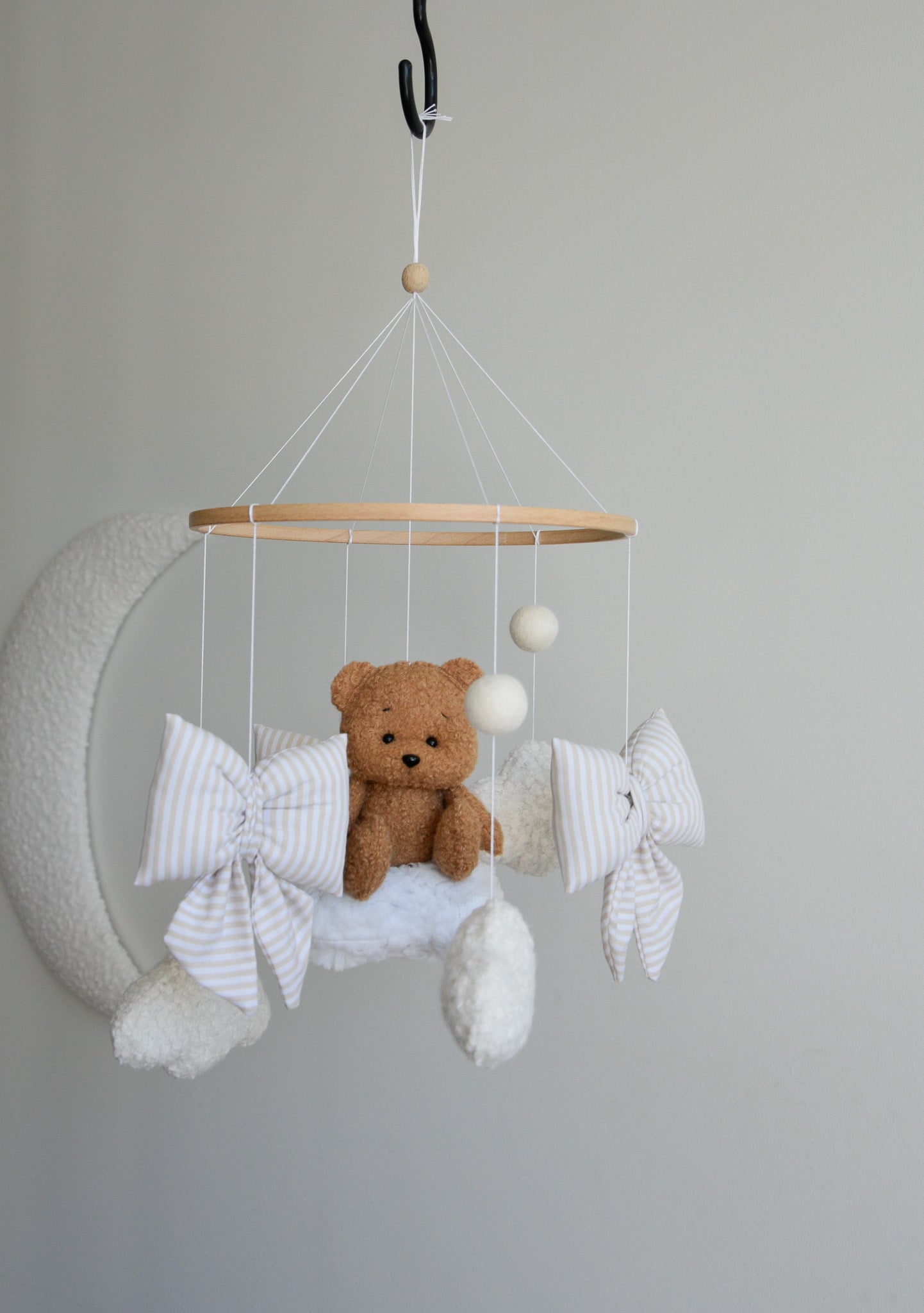 Teddy bear baby mobile, Vintage Circus Neutral nursery
