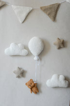 Teddy Bear Hanging from Balloon Wall Decor set
