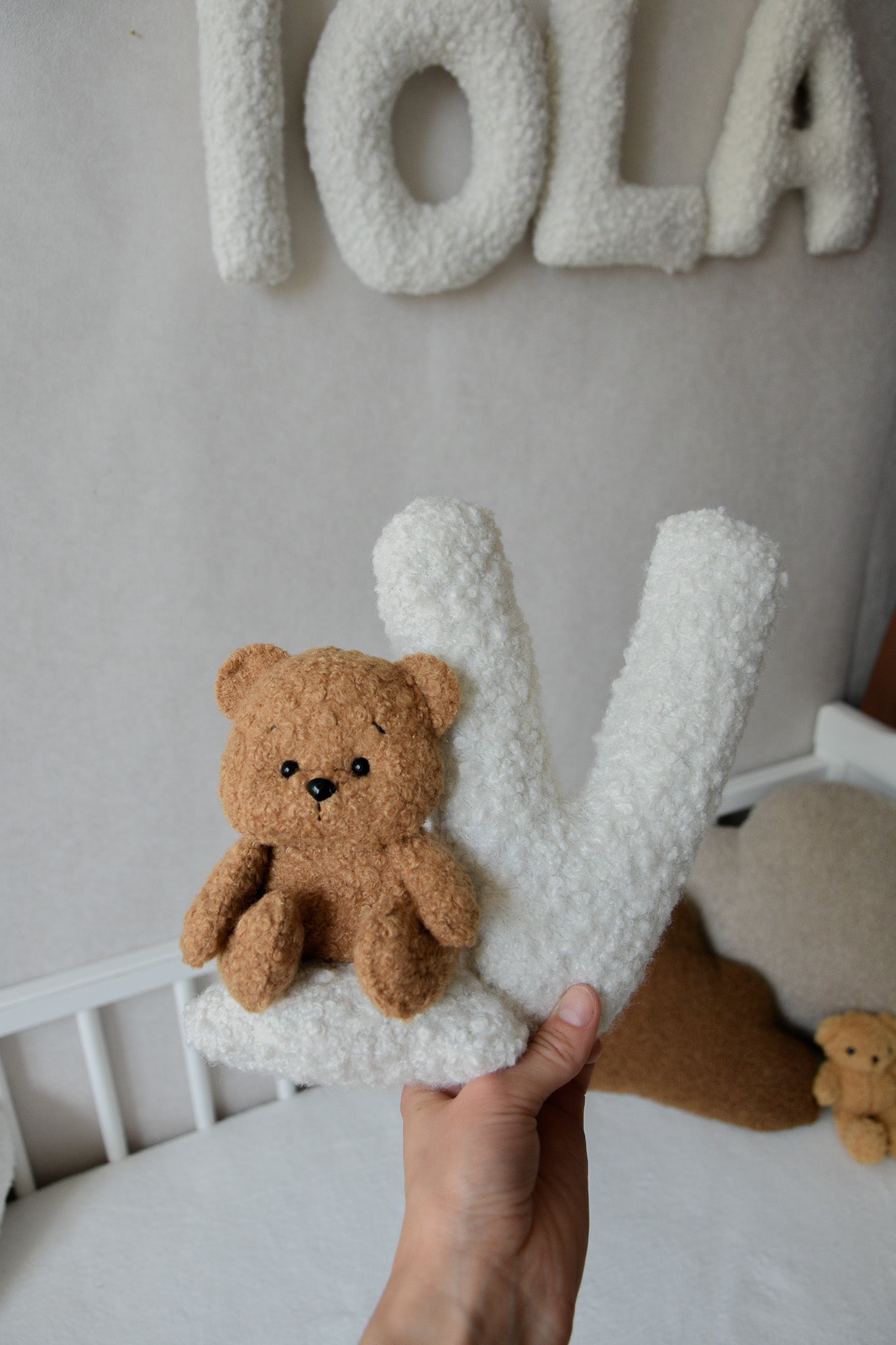 Personalized Bouclé Teddy bear Letter Pillow