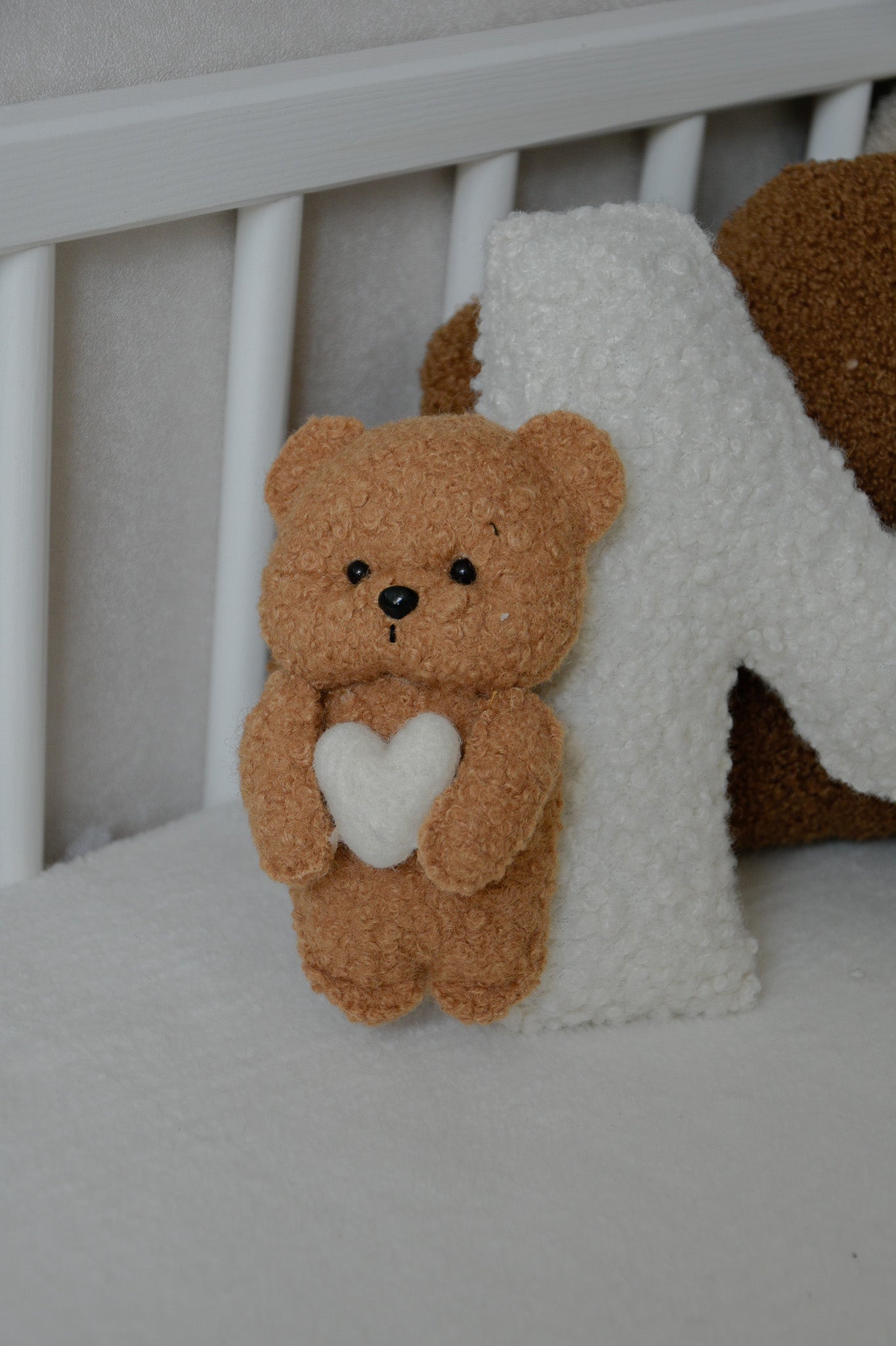 Personalized Bouclé Teddy bear Letter Pillow