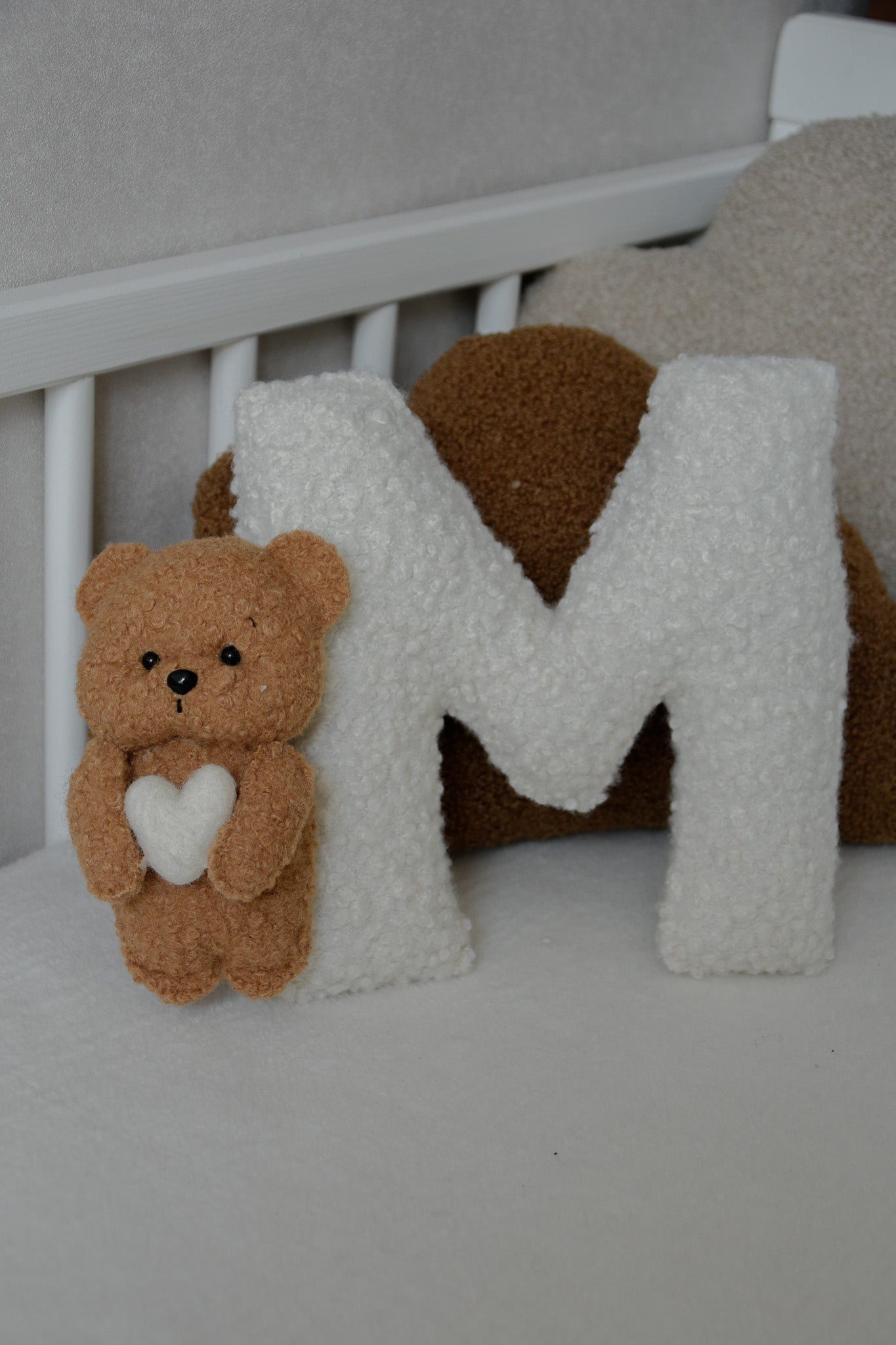Personalized Bouclé Teddy bear Letter Pillow