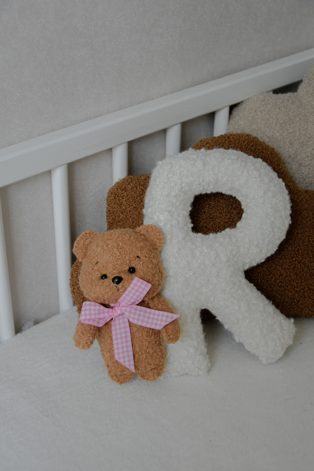 Personalized Bouclé Teddy bear Letter Pillow
