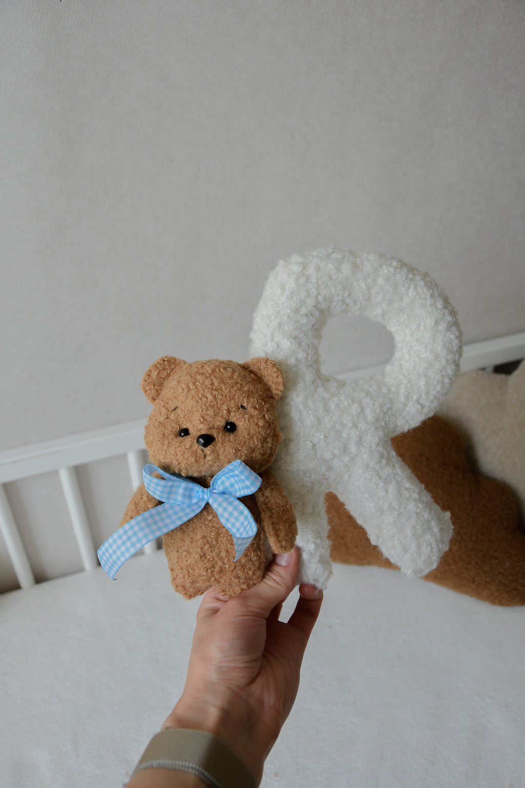Personalized Bouclé Teddy bear Letter Pillow