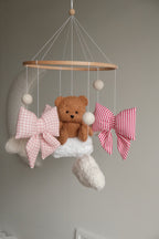 Teddy bear baby mobile, Vintage Circus Neutral nursery