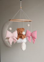 Teddy bear baby mobile, Vintage Circus Neutral nursery
