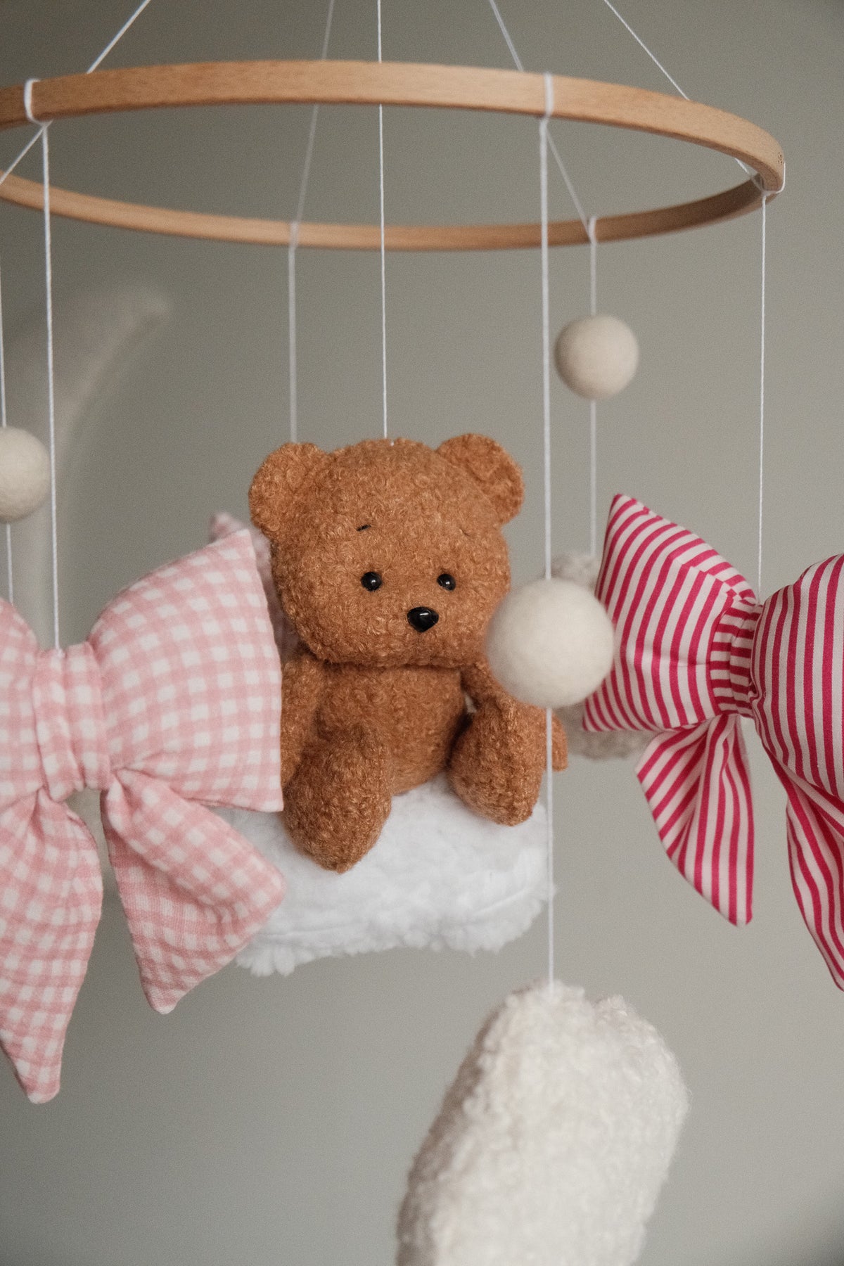 Teddy bear baby mobile, Vintage Circus Neutral nursery