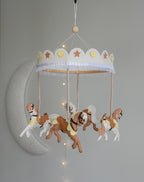 Vintage Horse Carousel Baby Mobile – Handmade Felt Crib Mobile