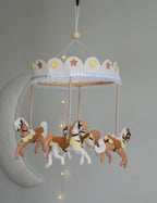 Vintage Horse Carousel Baby Mobile – Handmade Felt Crib Mobile