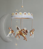 Vintage Horse Carousel Baby Mobile – Handmade Felt Crib Mobile