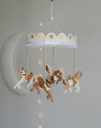 Vintage Horse Carousel Baby Mobile – Handmade Felt Crib Mobile