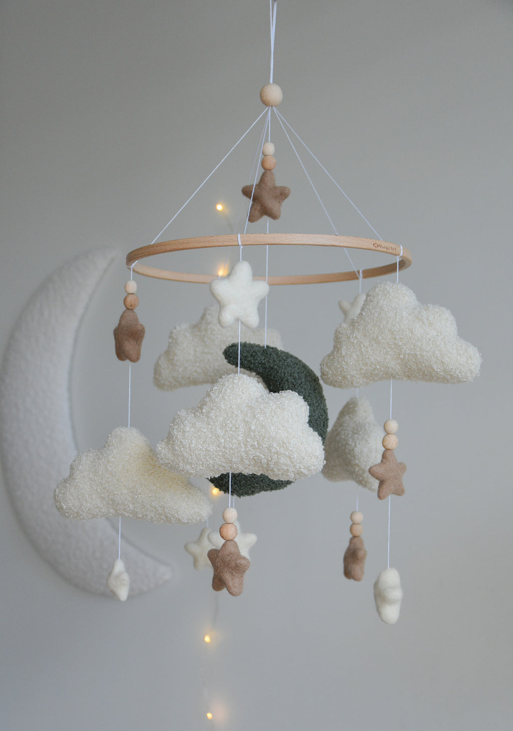 Boucle Baby Nursery Mobile with Clouds and Moon