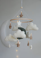 Boucle Baby Nursery Mobile with Clouds and Moon