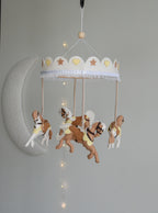 Vintage Horse Carousel Baby Mobile – Handmade Felt Crib Mobile