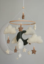 Boucle Baby Nursery Mobile with Clouds and Moon