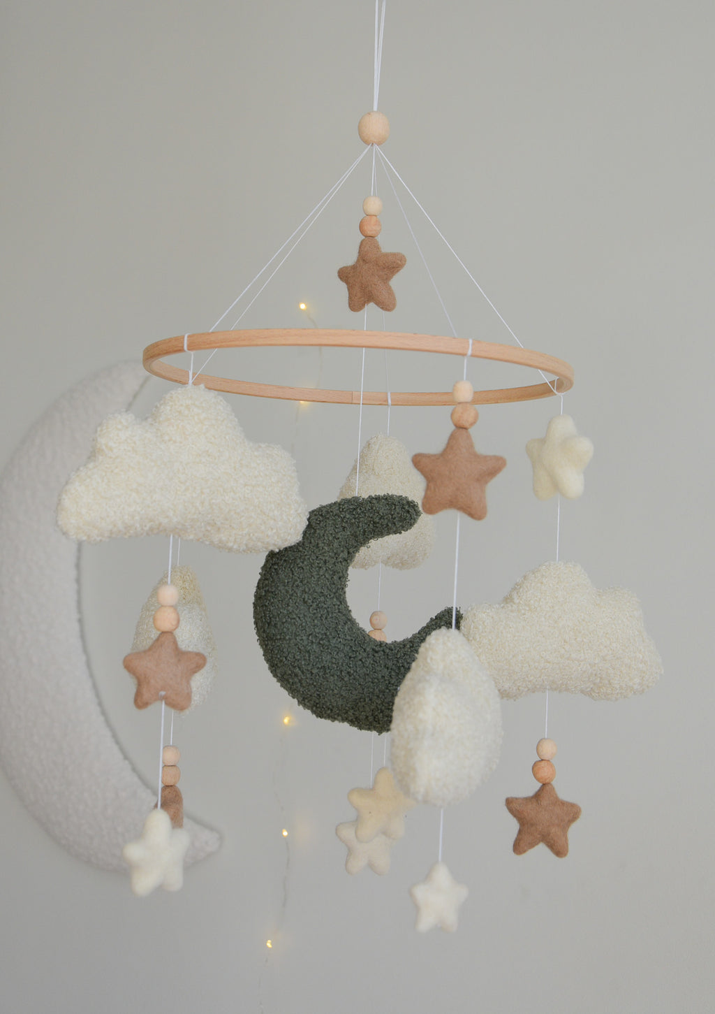 Boucle Baby Nursery Mobile with Clouds and Moon