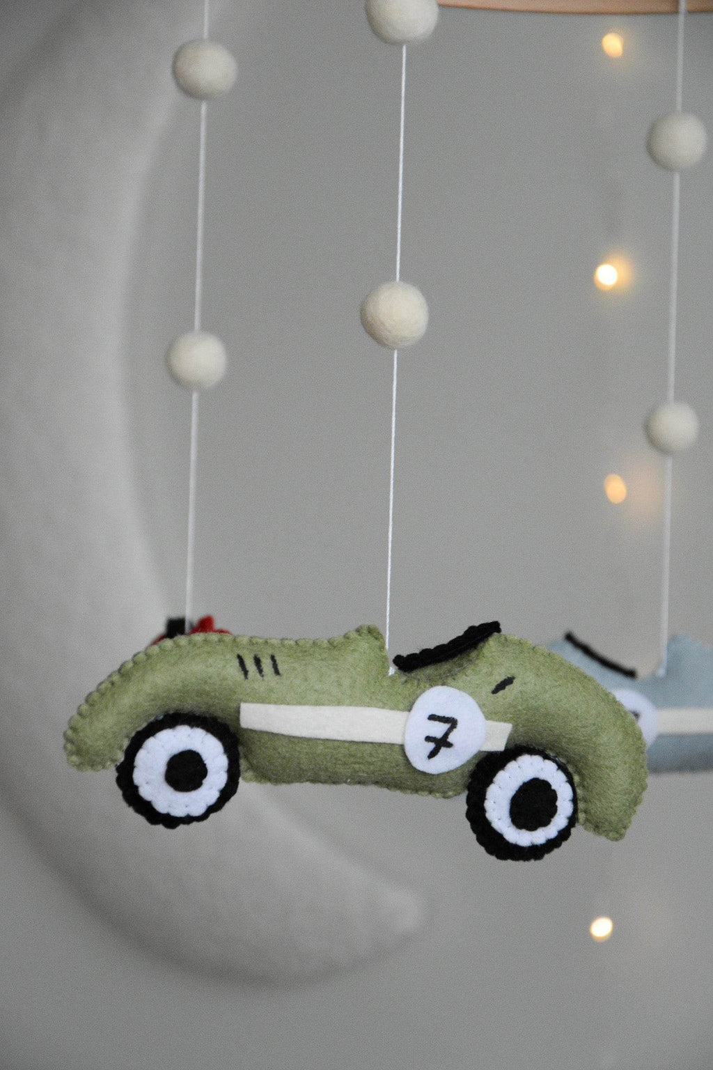 Handmade old school racing cars baby mobile, Neutral nursery mobile, Retro racing baby crib mobile - Minidreams Decor