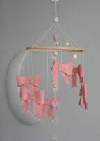 Pink bows girl Baby crib Mobile - Minidreams Decor