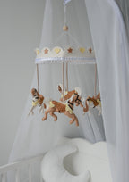 Vintage Horse Carousel Baby Mobile – Handmade Felt Crib Mobile