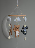Woodland Forest animals themed stars and clouds Baby crib Mobile - Minidreams Decor