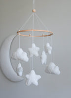 Boucle clouds and stars baby nursery mobile - Minidreams Decor