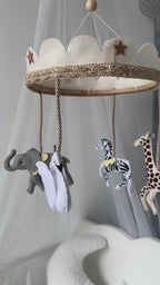 Vintage Safari Carousel Baby Mobile – Handmade Felt Crib Mobile