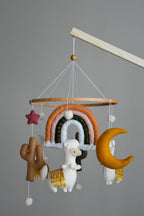 Llama mobile with rainbow stars cactus and moon - Minidreams Decor