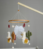 Llama mobile with cactus, felted balls and stars - Minidreams Decor