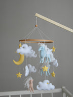 Horse mobile with clouds and pale yellow stars - Minidreams Decor