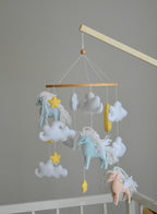 Horse mobile with clouds and pale yellow stars - Minidreams Decor