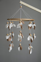 Floral mobile with brown and white leaves - Minidreams Decor