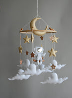 Astronaut space baby mobile with stars and moon - Minidreams Decor